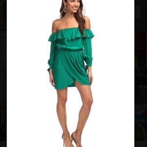 Amanda Uprichard green off the shoulder dress NWT
